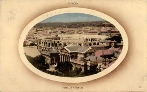 Passepartout Ak Nîmes Gard, Fliegeraufnahme, Gesamtansicht
