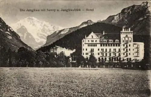 Ak Jungfrau Kt. Bern, Savoy, Jungfraublick, Hotel