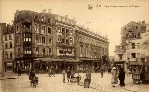 Ak Spa Wallonien Lüttich, Place Pierre le Grand et le Casino