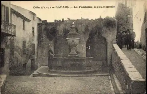 Ak Saint Paul du Var Alpes Maritimes, La Fontaine monumentale