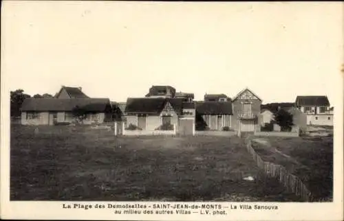 Ak Saint Jean de Monts Vendée, La Villa Sanouva au milieu des autres Villas, Plage des Demoiselles