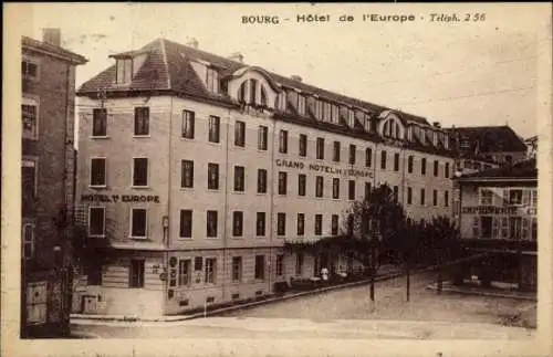 Ak Bourg en Bresse Ain, Hotel de l’Europe, Druckerei
