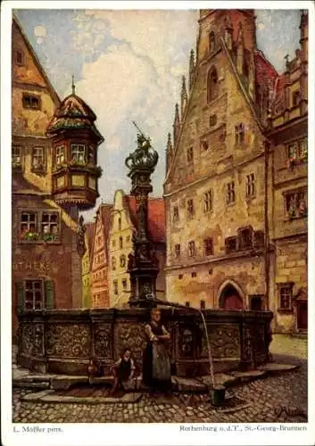 Künstler Ak L. Mößler, Rothenburg o. Tauber, Rathaus