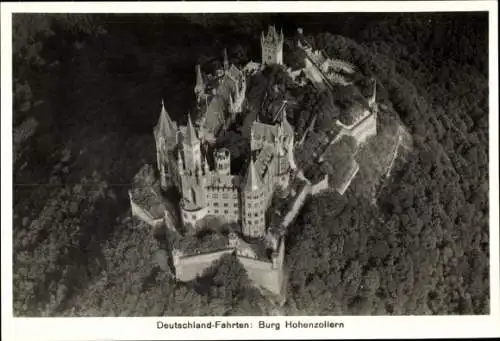 Foto Zimmern Bisingen im Zollernalbkreis, Burg Hohenzollern, Fliegeraufnahme, Zeppelin Weltfahrten