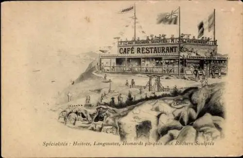 Ak Rothéneuf Ille-et-Vilaine, Café Restaurant, Huitres, Langoustes, Brebion, Souvenirs