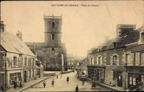 CPA Louvigne du Desert Ille et Vilaine, Place du Prieuré