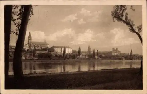 Ak Litoměřice Leitmeritz Region Aussig, Teilansicht, Uferpartie