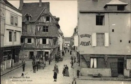 Ak Nogent le Roi Eure et Loir, Maison du XVe siecle, Geschäfte, Boulangerie Breant, Fachwerkhaus