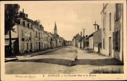Ak Avrillé Maine-et-Loire, Straße mit Häusern, Mairie, Kirche, foto