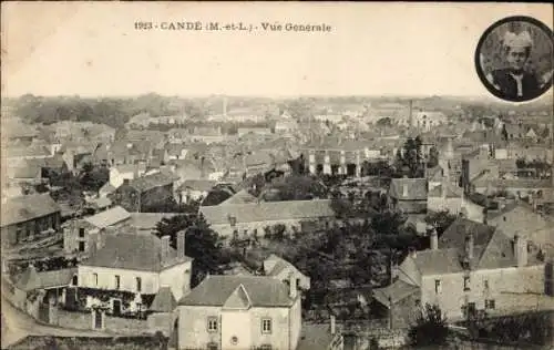 Ak Candé Maine et Loire, 1923, Stadtansicht, Schwarz-Weiß-Foto