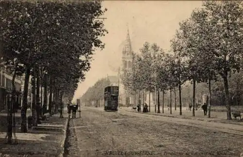 CPA Neuilly sur Seine, Avenue, tram