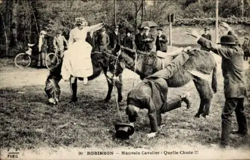 Ak Robinson Hauts de Seine, Esel, Reiter
