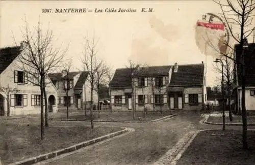Ak Nanterre Hauts de Seine, Les Cités Jardins, Straßenansicht, Häuser, Bäume, 
