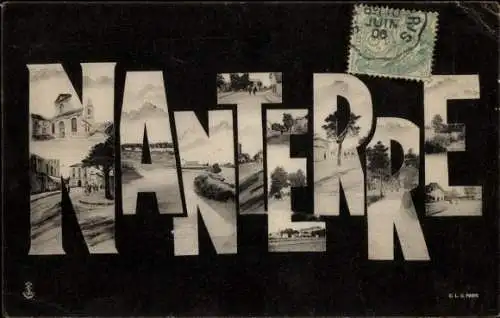 Ak Nanterre Hauts de Seine,  mit dem Wort 'NANTERRE', Bilder von Landschaften, Herzsymbol