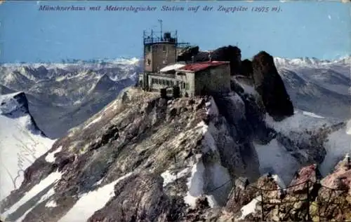 Ak Zugspitze, Münchnerhaus, Meteorologische Station,  2975 m