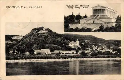 Ak Donaustauf in der Oberpfalz, Walhalla bei Regensburg, Walhalla, König Ludwig I., Donaustauf, D