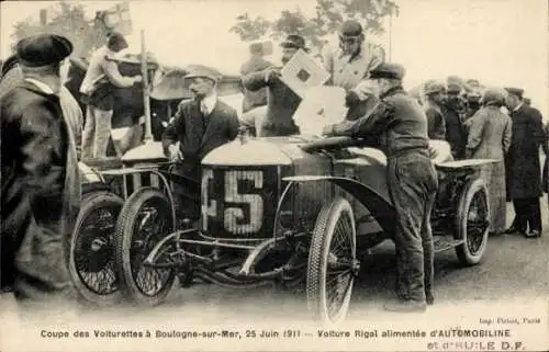 CPA Coupe des Voiturettes a Boulogne sur Mer, Voiture Rigal alimentee d'Automobiline