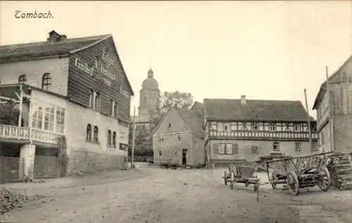 Ak Tambach Dietharz im Thüringer Wald, Straßenpartie, Gasthof zum Lamm