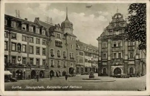 Ak Gotha in Thüringen, Innungshalle, Ratskeller und Rathaus