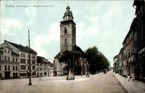 Ak Gotha in Thüringen, Neumarkt, Margaretenkirche,  Gebäude, Straßenansicht