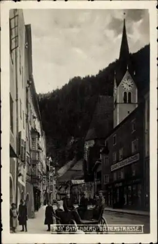 Ak Rattenberg in Tirol, Bienerstraße, Geschäfte, Kirchturm