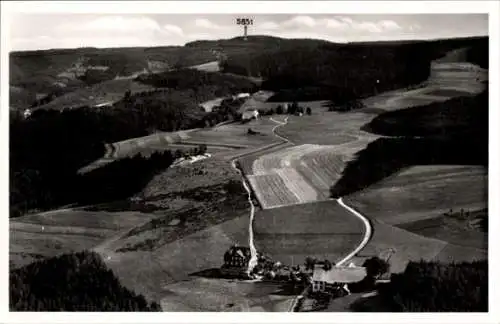 Ak Triberg im Schwarzwald, Landschaftsaufnahme, Höhenhotel Geutsche, Ackerland, Wälder, Hügel