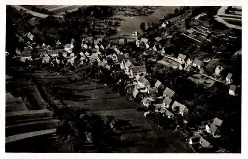 Ak Leonbronn Zaberfeld in Baden Württemberg, Luftaufnahme des Ortes  viele Häuser, Landschaft, sc