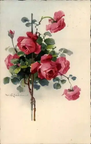 Künstler Litho Klein, Catharina, Rosenblüten, Meissner & Buch 2384