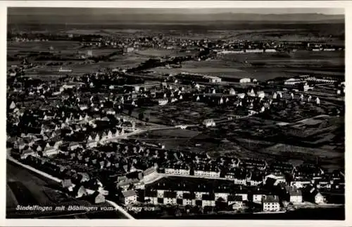 Ak Sindelfingen in Württemberg, Luftaufnahme von Sindelfingen und Böblingen, schwarz-weiß