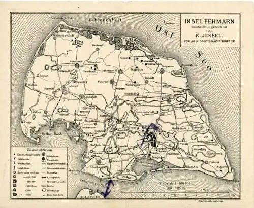 Klapp Landkarten Ak Insel Fehmarn Ostholstein, Insel aus Vogelschau, K. Jessel