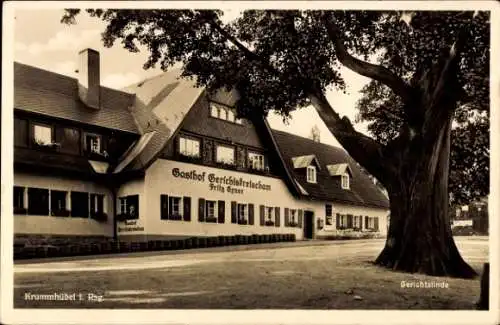 Ak Karpacz Krummhübel im Riesengebirge Schlesien, Gasthof Gerichtskretscham, Inh. Fritz Exner