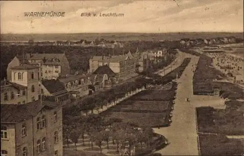 Ak Ostseebad Warnemünde Rostock, Blick vom Leuchtturm, Promenade