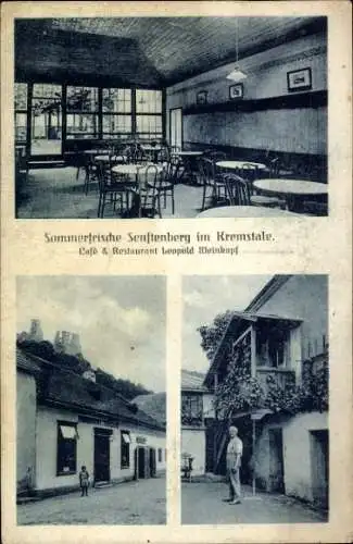 Ak Senftenberg im Kremstal Niederösterreich, Cafe und Restaurant Leopold Weinkopf