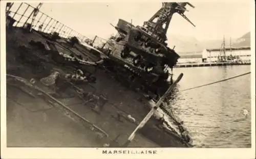 Foto Ak Französisches Kriegsschiff "Marseillaise", Toulon 1942, 2. WK