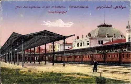 Ak Konstantinopel Istanbul Türkei, Hauptbahnhof Gleisseite