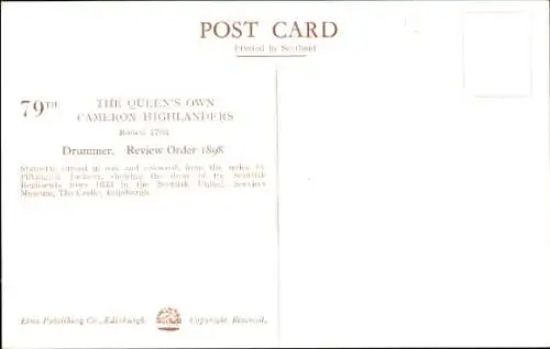 PC Queen's own Cameron Highlanders, Drummer, Review Order 1898