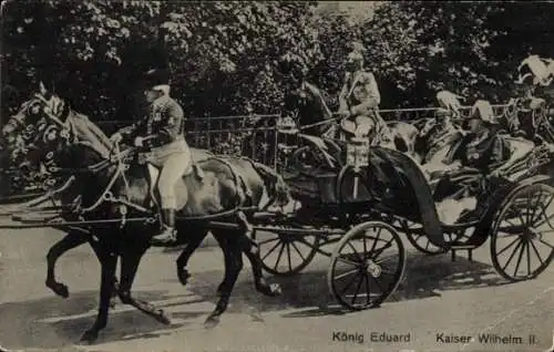 Ak König Edward VII von England, Kaiser Wilhelm II., Kutsche, Staatsbesuch