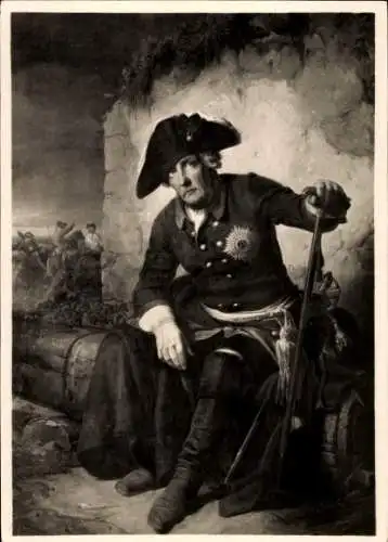Künstler Ak Schrader, J., Friedrich II. nach der Schlacht bei Kolin