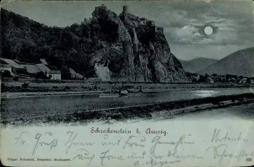Ak Strekov Schreckenstein Ústí nad Labem Aussig Elbe Stadt, Schreckenstein, Flusslandschaft, B...