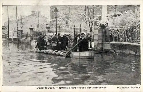 Ak Rueil Hauts-de-Seine, Inondations de Janvier 1910, Transport des Habitants