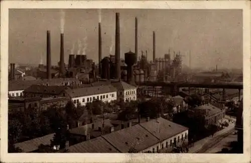 Ak Vítkovice Witkowitz Ostrava Ostrau Region Mährisch Schlesien, Industrieansicht, rauchende S...