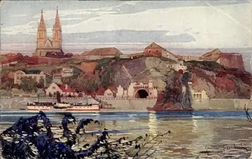 Ak Pražské Nové Město Prager Neustadt Praha Prag, Vyšehrad, Prager Hochburg, Blick auf  zwei T...