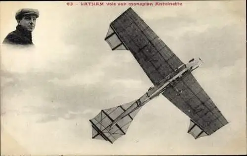 Ak Flugzeug, Latham vole sur monoplan Antoinette