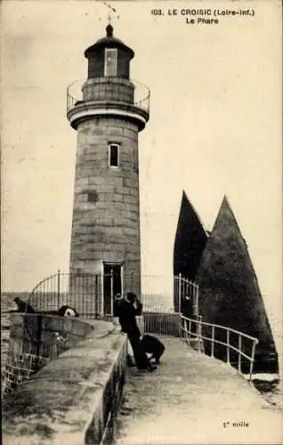 Ak Le Croisic Loire Atlantique, Leuchtturm, Meer, Promenade, Küstenansicht,  