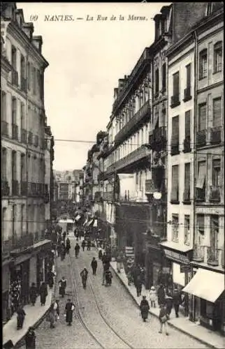Ak Nantes Loire Atlantique, Strasse, Menschen, Gebäude, Schienen,  
