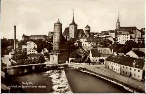Ak Bautzen in der Oberlausitz, Stadtpanorama, Wehr