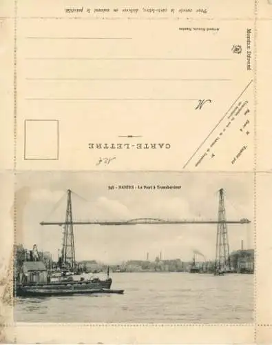 Ak Nantes Loire Atlantique, Le Pont à Transberdeur, Hafenansicht, Le Pont Morand, rue de Rennes