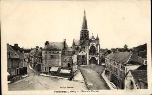 Ak Puiseaux Loiret, Place du Martroi