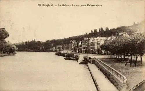 Ak Bougival Yvelines,  Seine, neuer Anlegestelle, Häuser, Bäume