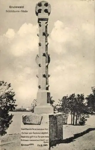 Ak Berlin Wilmersdorf Grunewald Schildhorn, Schildhorn-Säule,  Säule mit Inschrift